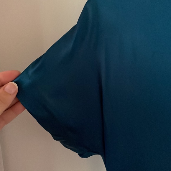 Peacock Blue silk Banana Republic ruched mini dress - Picture 3 of 7